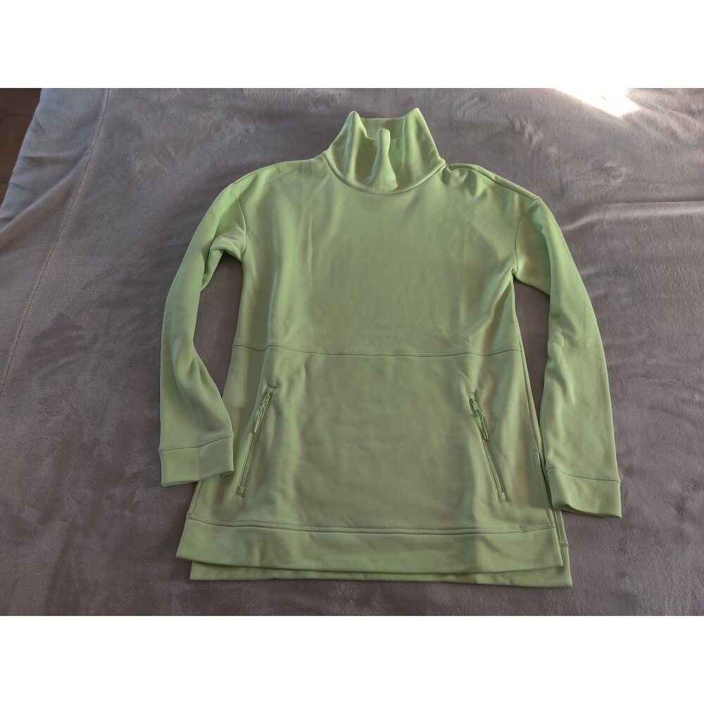 Talbots light green lime sweatshirt with high neck two zipper pockets size small